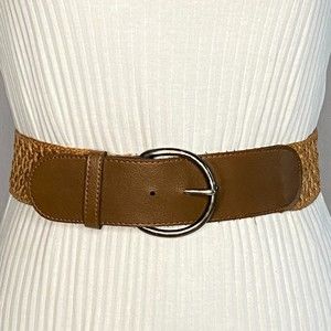 💎Chunky Straw Belt Womens Size 8 Faux Leather Brown Ends
